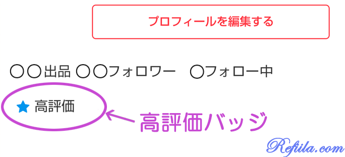 メルカリ高評価バッジイメージ